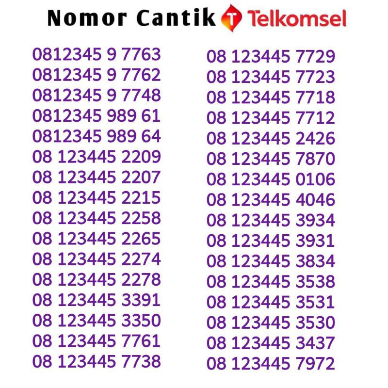 12345 nomor cantik telkomsel simpati murah