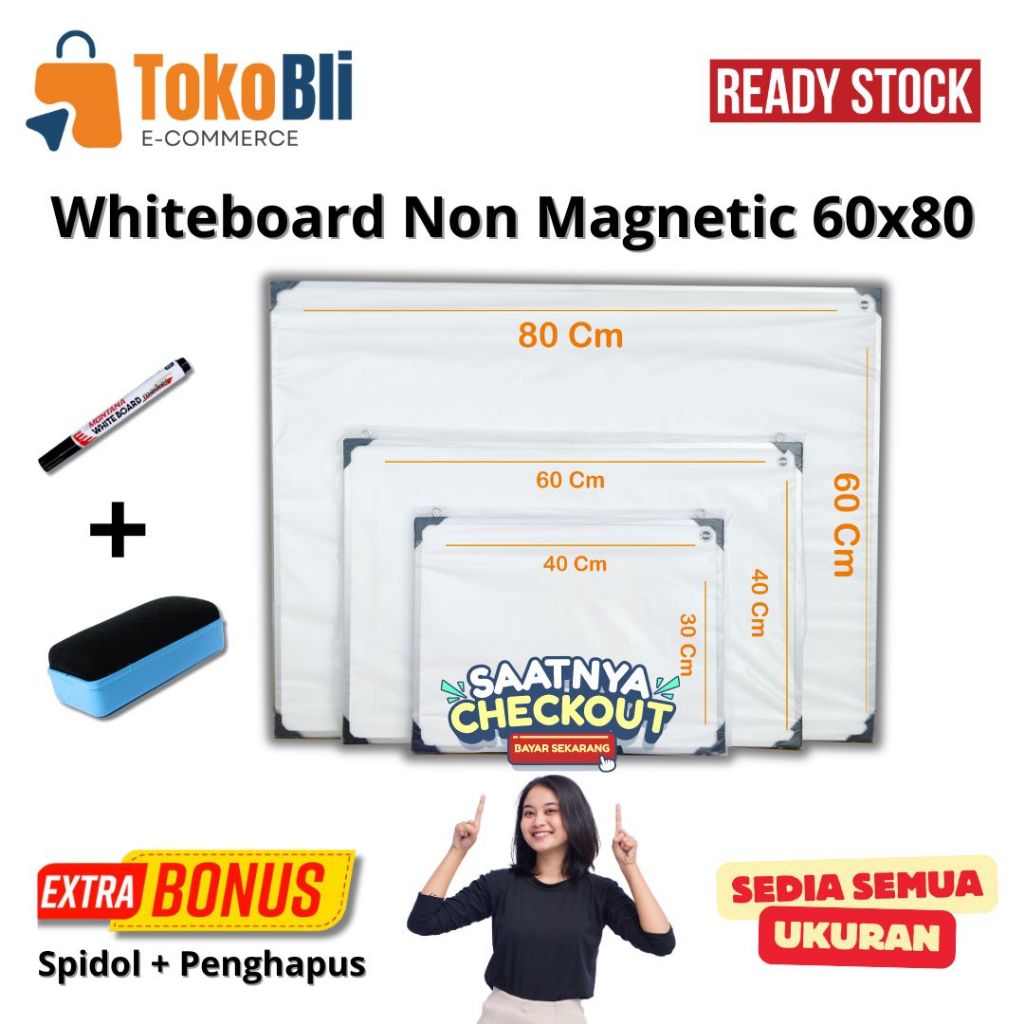 

Whiteboard UK 60*80 Bonus Spidol dan Penghapus