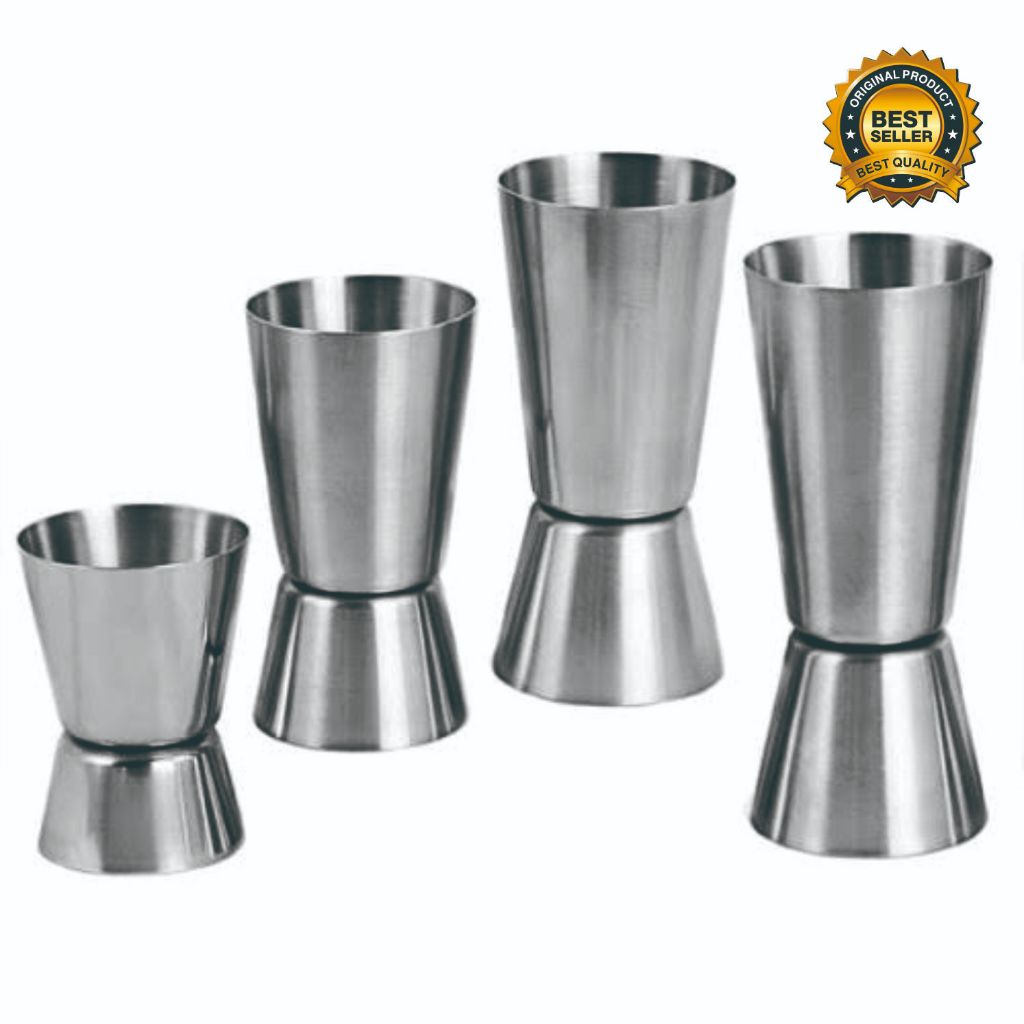 Jigger Stainless measure 25/50ml Measuring Cup Gelas Ukur / Jigger Acrylic Plastik Transparant 10/20
