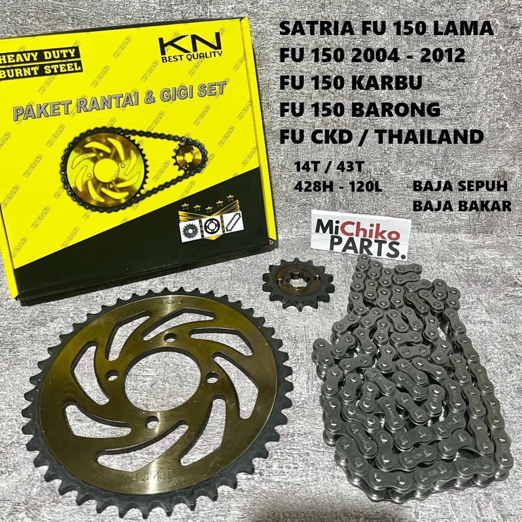 [HEAVY DUTY] Gear Gir Set Rantai Rante 428H Satria Fu 150 Lama Karbu Old Barong 2004 - 2012 14T 43T 