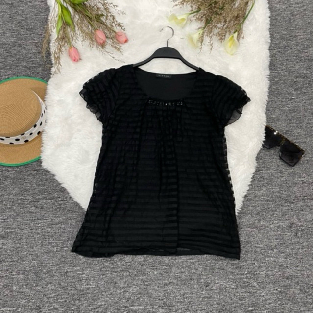 48K SHOP-Atasan wanita / baju wanita / blouse wanita korea / blouse hitam permata / blouse murah / b