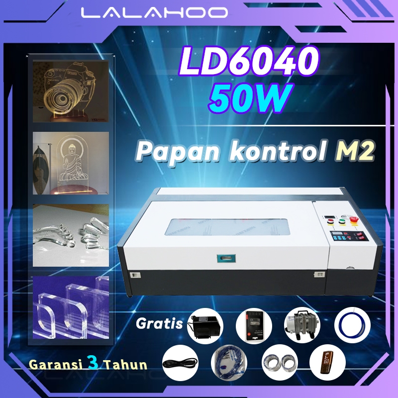 Mesin laser CO2  6040 controller50W M2 mesin laser with Laser  untuk Cutting dan Grafir Dapat memoto