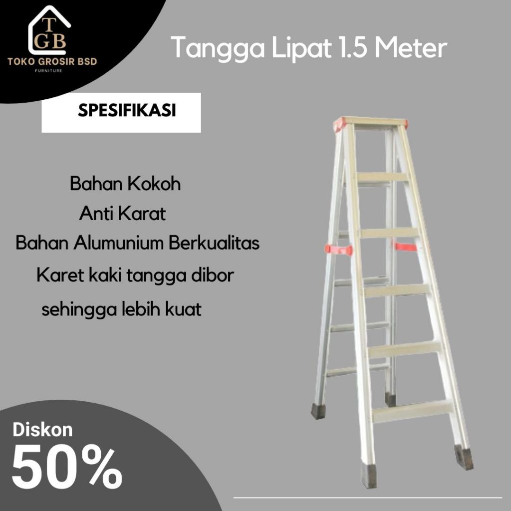 Tangga Lipat 1,5 meter Tangga Lipat Aluminium Tangga Lipat Premium