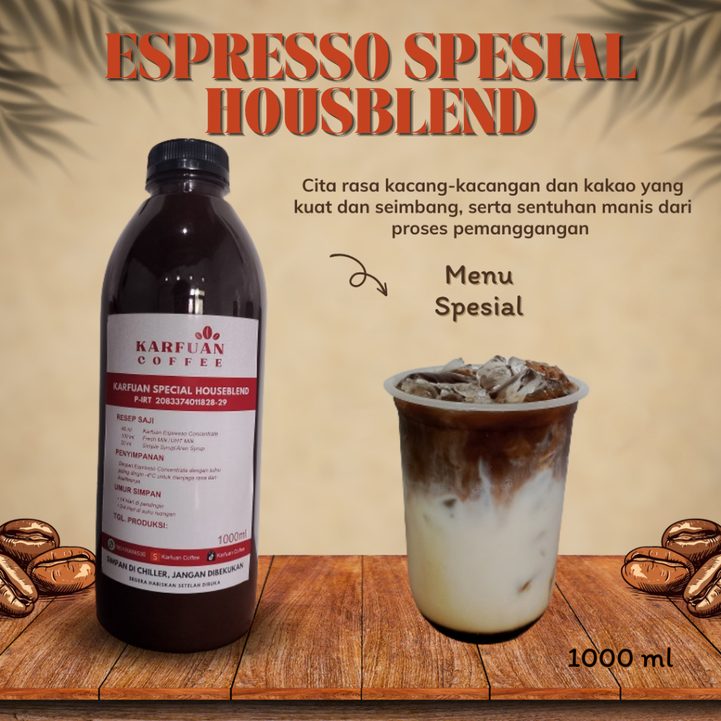 

ESPRESSO CAIR 100% KONSENTRAT KOPI SPESIAL HOUSEBLEND - KARFUAN COFFEE