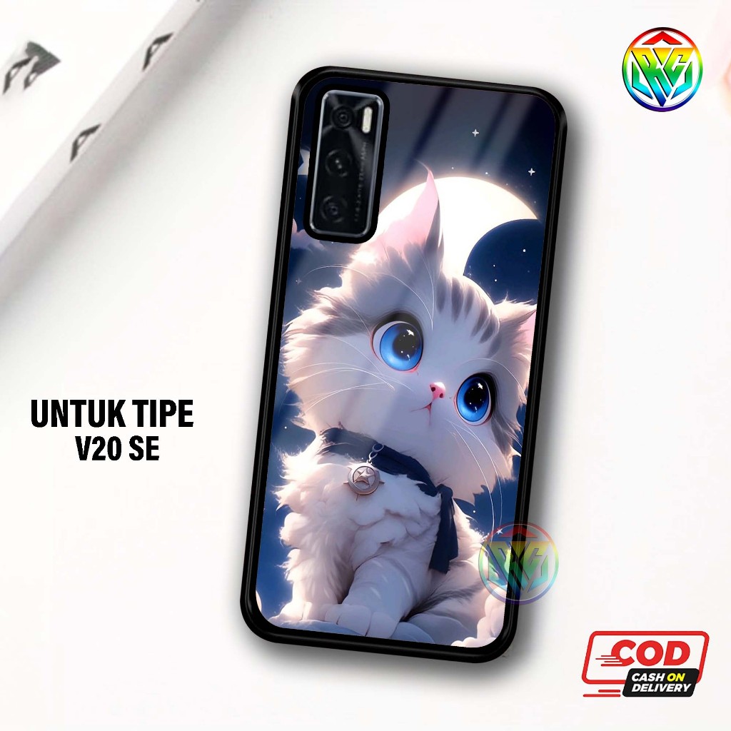 Real Case Vivo V20 SE Terbaru Case kilau - New Case Glossy casing Hp Vivo V20 SE  [Motif CAT] - Hard