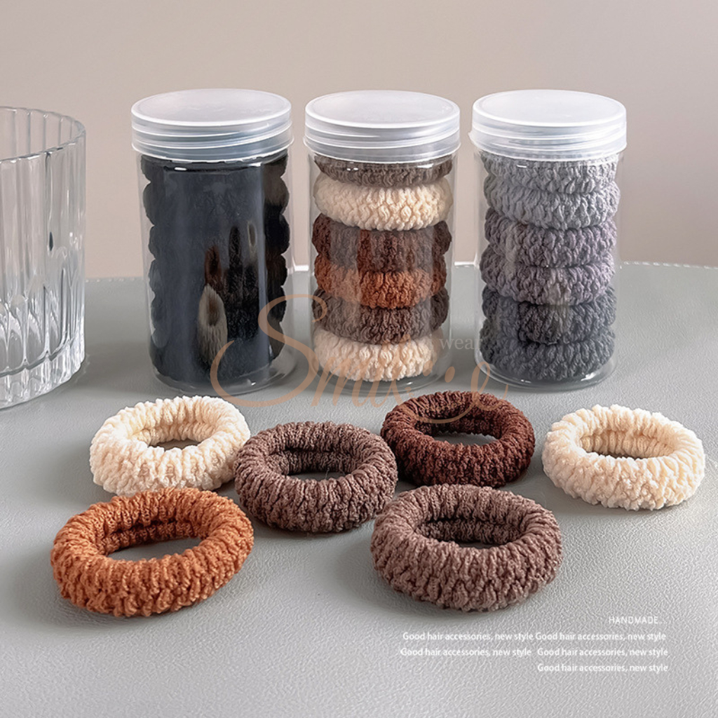(6 PCS FREE TABUNG) IWS IKAT RAMBUT DONUT TEBAL/KARET RAMBUT DONUT TEBAL GRATIS TABUNG
