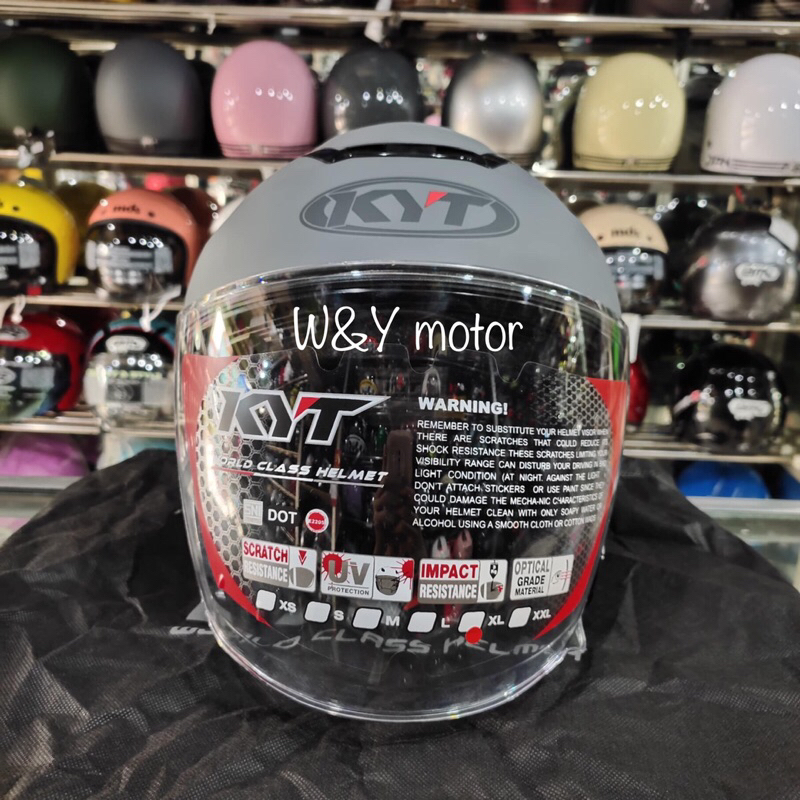 Helm KYT Kyoto R Solid Grey Doff Half Face - Abu Abu Doff