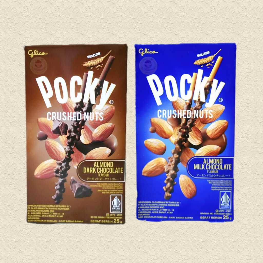 

Glico Pocky Crushed Nuts Almond Milk Chocolate, Almond Dark Chocolate 25 gr ( ds bgr)