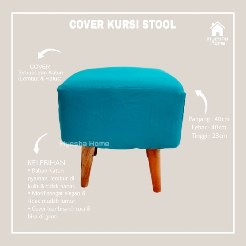 Cover Kursi Stool Kotak / Sarung Kursi Stool Kotak warna Hijau TOSCA