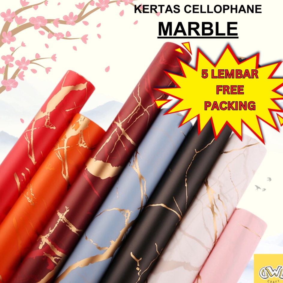 

PANAS 5 LEMBAR MARBLE Flower Wrapping Cellophane Kertas Buket Bunga Hand Bouquet