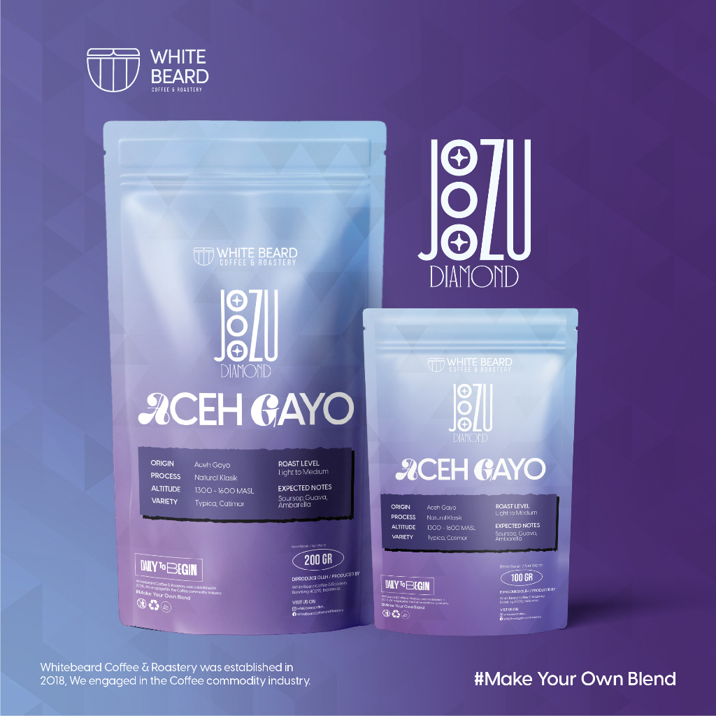 

Biji Kopi Arabika Jozu Diamond Aceh Gayo Natural Klasik Roasted Beans Specialty 200 Gr & 100 Gr