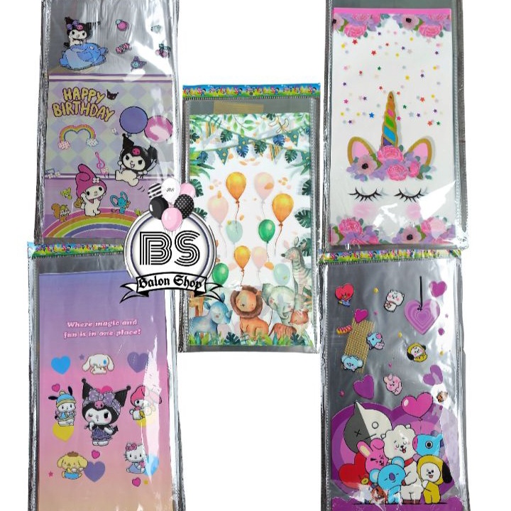 

LARISSS ABIEZZZ PP 25 x 5 1Lembar PLASTIK SNACK ULANG TAHUN KARAKTER MELODY KUROMI UNICORN PUTIH ANIMAL