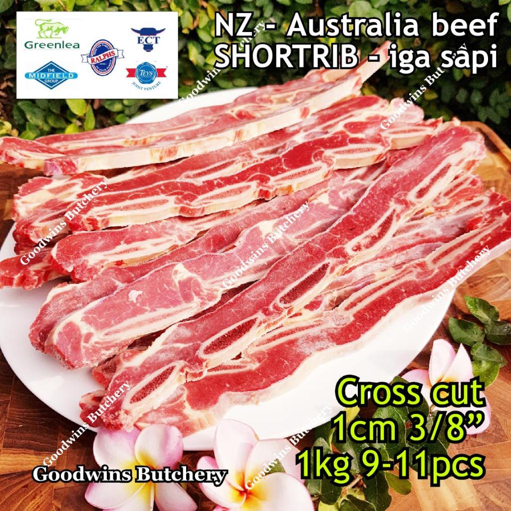 

1kg beef SHORTRIB crossed cuts for Galbi Bulgogi daging iga sapi frozen Australia MIDFIELD / NZ GREENLEA