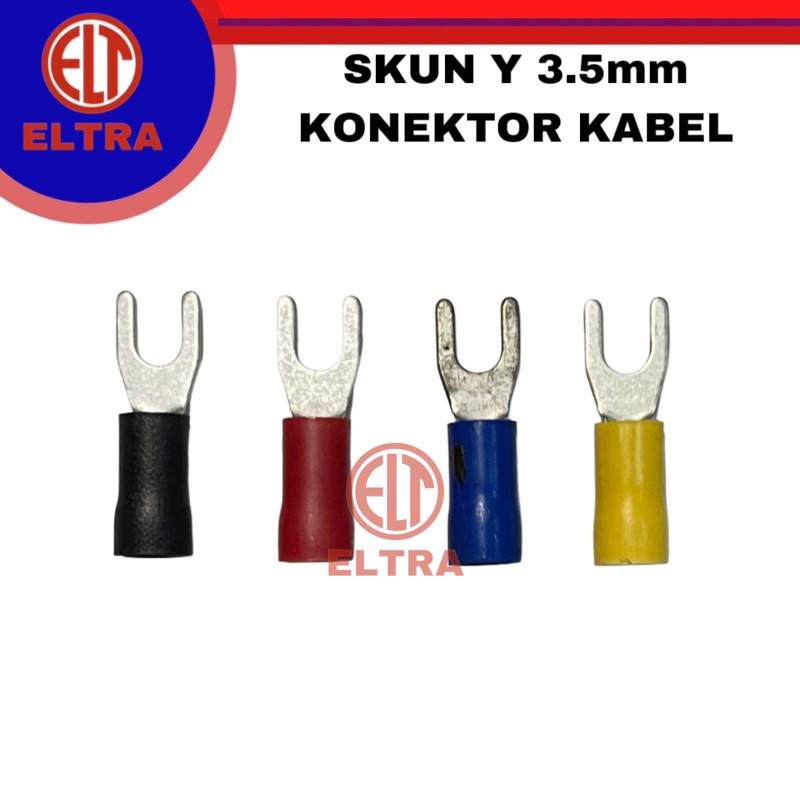 Konektor kabel Y / 1 pcs skun kabel 3.5mm type Y tipe 3.5 taiwan tebal panel listrik otomotif merah 