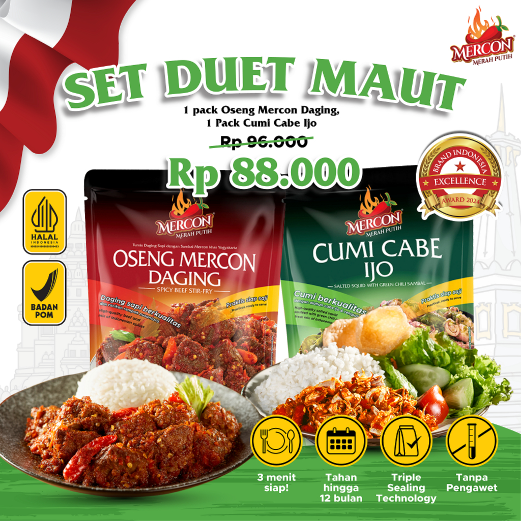 

Mercon Merah Putih - Set Duet Mercon || Oseng Mercon Daging + Cumi Cabe Ijo