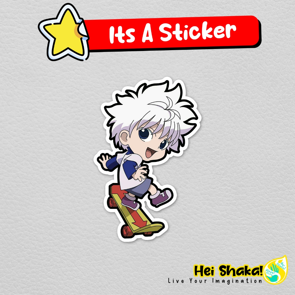 

Stiker Chibi Killua On Skateboard Hunter X Hunter Sticker Vinyl Anime Manga Jepang Bahan Anti Air