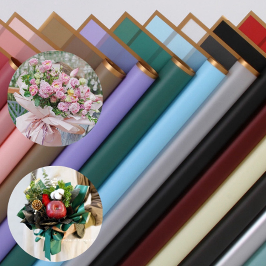 

FLASH SALE 2 Lembar Kertas Buket Bunga List Gold Flower Wrapping Motif Line Colour Gold Waterproof Kertas Wrapping Cellophane KB1
