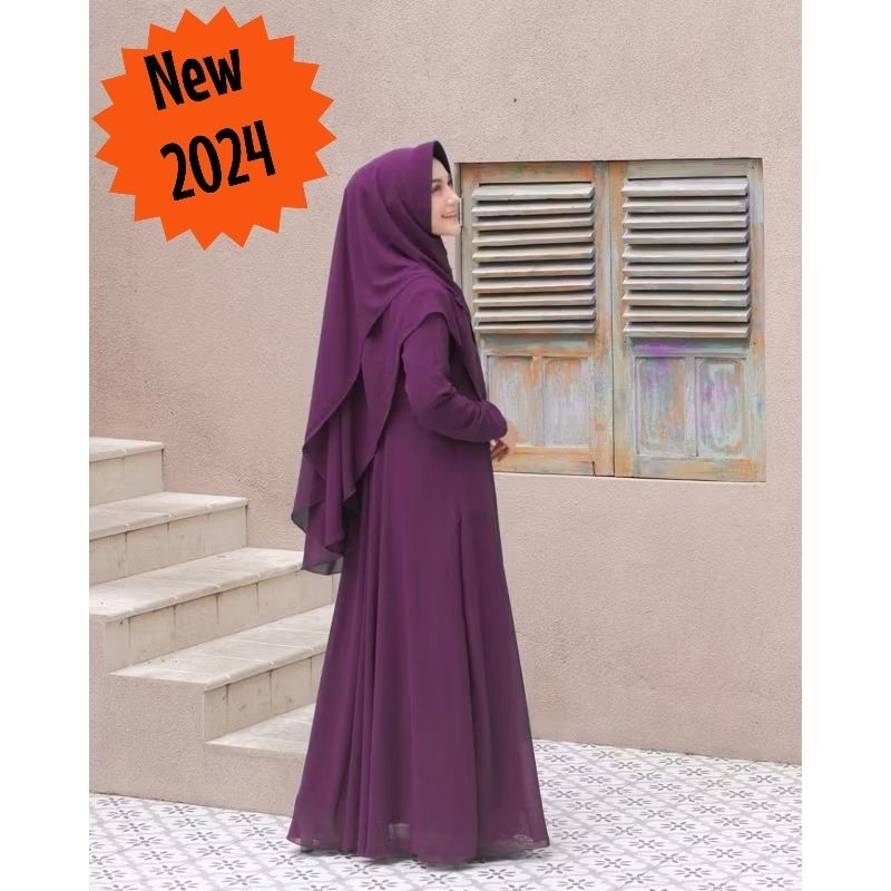 KHANSA - Baju Gamis Syari Busui Dress Ukuran S M L XL XXL XXXL 3XL 4XL Plus Free Hijab Khimar 2 Dua 