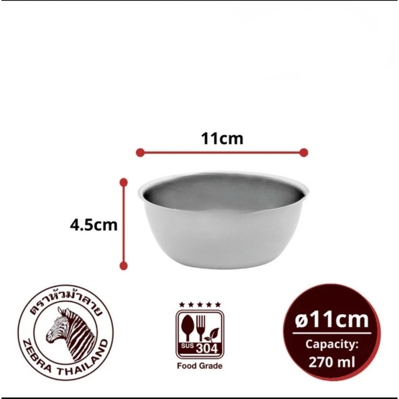 Mangkok Stainless Steel ZEBRA 11 Cm 224111 Stainless Steel Bowl Mangkuk