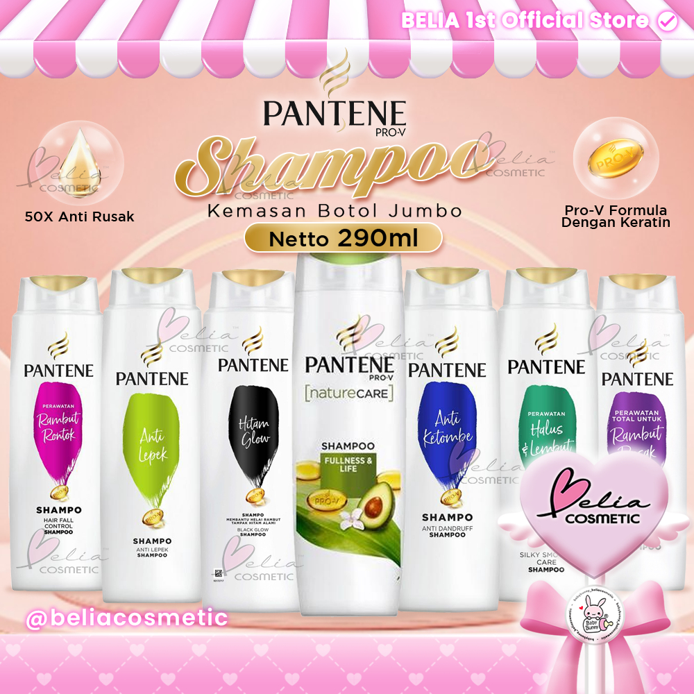 ❤ BELIA ❤ PANTENE Pro-Vitamin Shampoo 290ml | Perawatan Rambut Rusak | Hitam Glow | Anti Ketombe | P
