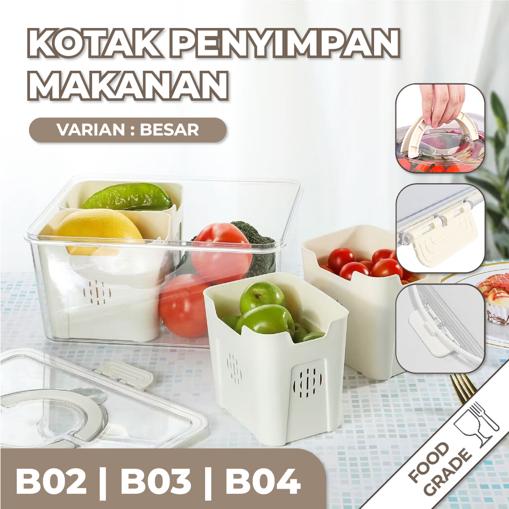 Kotak Penyimpanan Sayur Kotak Plastik Kulkas Kotak Kontainer Bahan Makanan