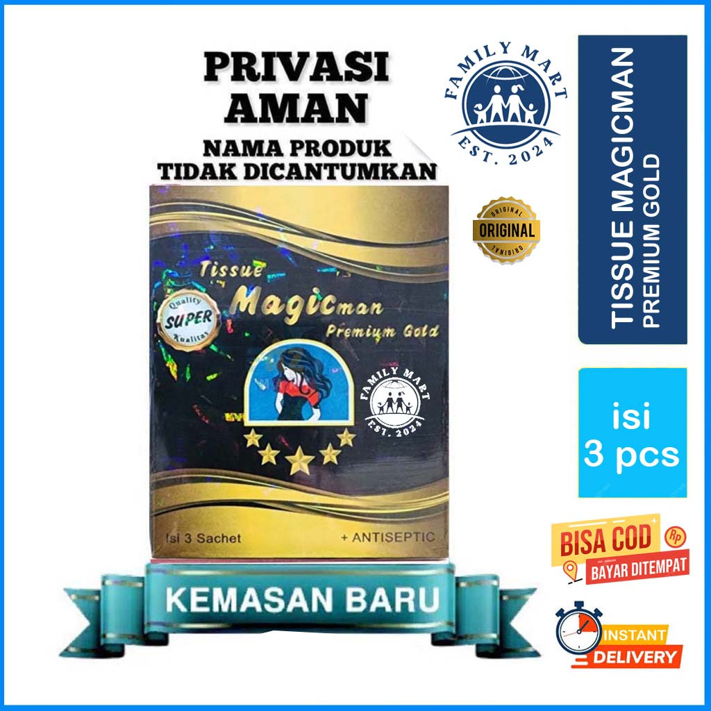 [MAGICMAN GOLD PREMIUM 1 PACK = 3 SACHET] [KEMENKES] Tisu Magicman Magic Man Premium Gold Original i