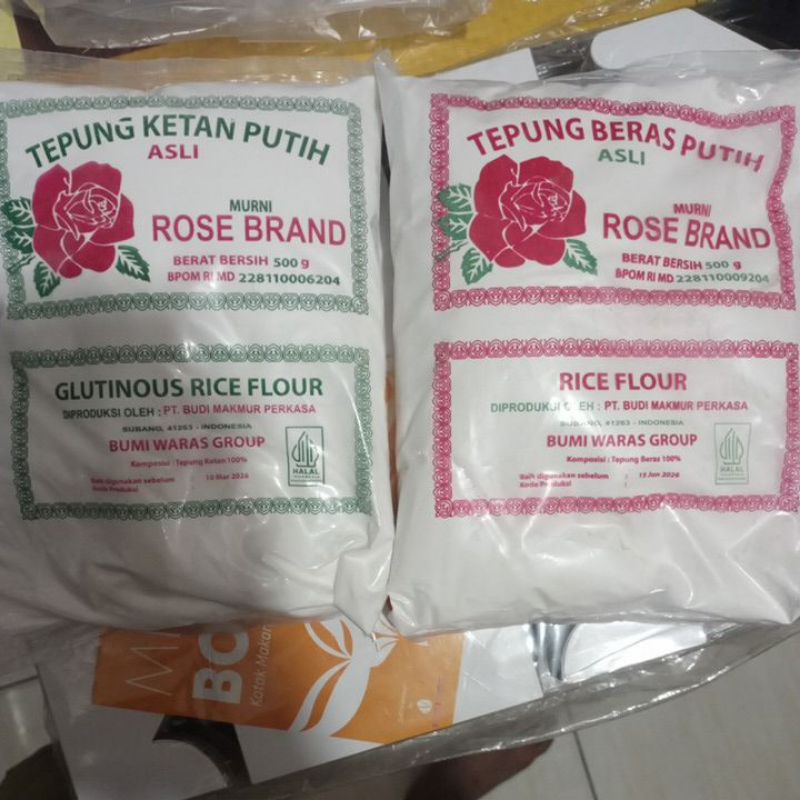 

TEPUNG BERAS DAN KETAN PUTIH MEREK ROSE BRAND KEMASAN 500 GR ALMIRA PLASTIK