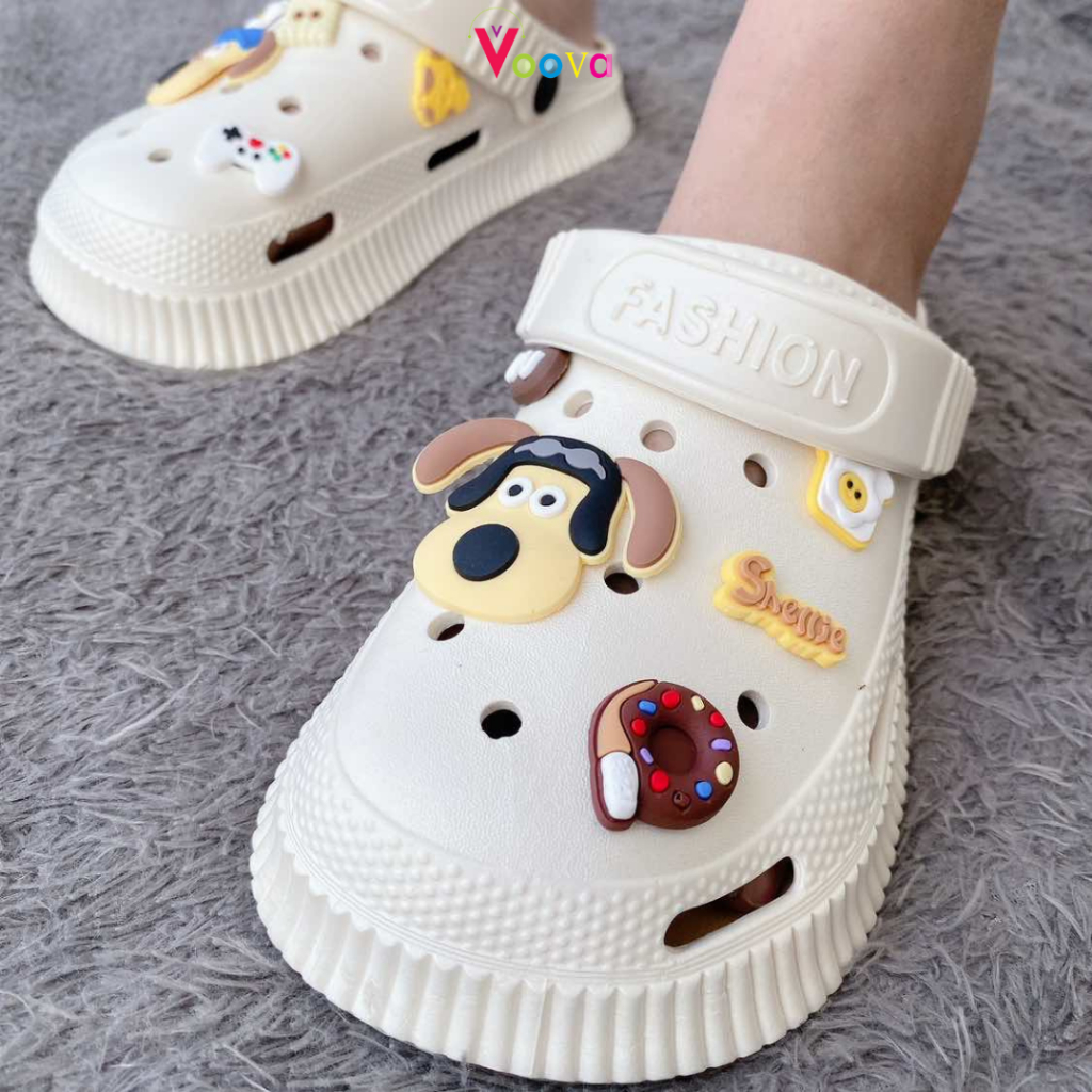 VOOVA Sandal Wanita Clog/ Sandal Kodok Wanita/ Sendal Wanita Kekinian/ Sandal Karet/ Sandal Baim Wit