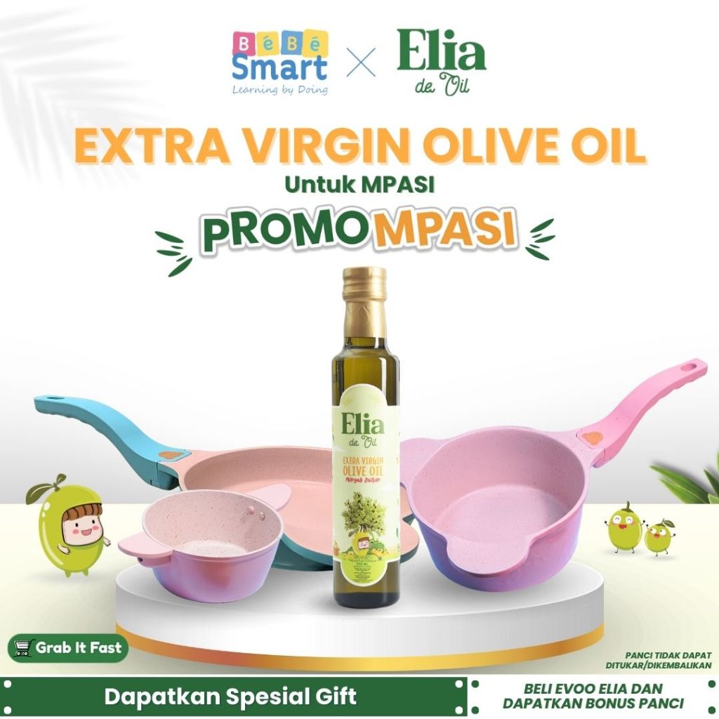 

BEBE SMART Bundling Extra Virgin Olive Oil for Kids / Panci Anak / Teflon / Minyak Zaitun Anak