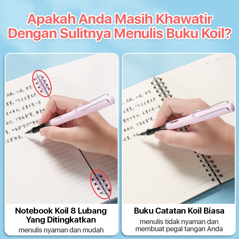 

[READY] Aimilo Notebook Set Notebook A5&Pulpen Gel Buku Diary Aesthetic 4 Warna Sekolah Stationary