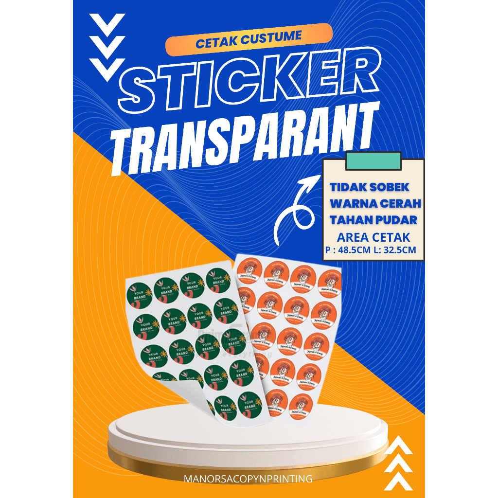 

CETAK STIKER TRANSPARANT A3 / CETAK STIKER LABEL KEMASAN / LABEL USAHA MAKANAN / CETAK LABEL MINUMAN