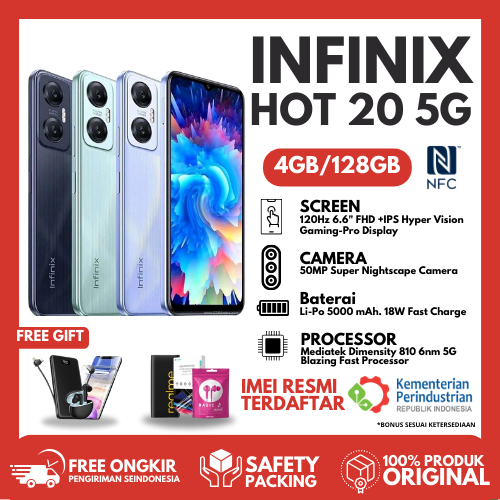 INFINIX HOT 20 5G 4/128 GB NFC [4GB+128GB] Garansi