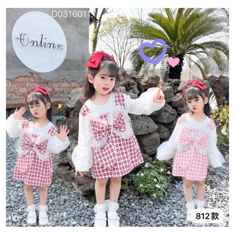 Dress Tweed Anak Perempuan Import Size Baby-3 tahun