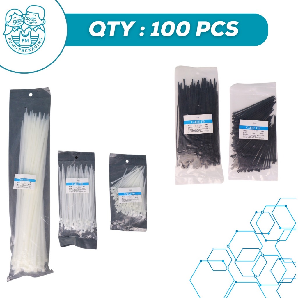 

Klip Kabel / Cable Ties / Kabel Serut / Kabel Ties Tali Pengikat Kabel 2.5mm 3.6mm.8mm Isi 100 Perpack Ready 2 warna hitam dan putih Kabel Pengikat Nyalon Cable Tie / Kabel Pengikat Nyalon Cable Tie