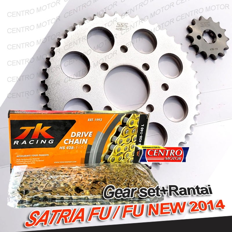 Gear set Satria FU/FU New 2014/Injeksi merk SSS dengan kombinasi rantai Heavy Duty