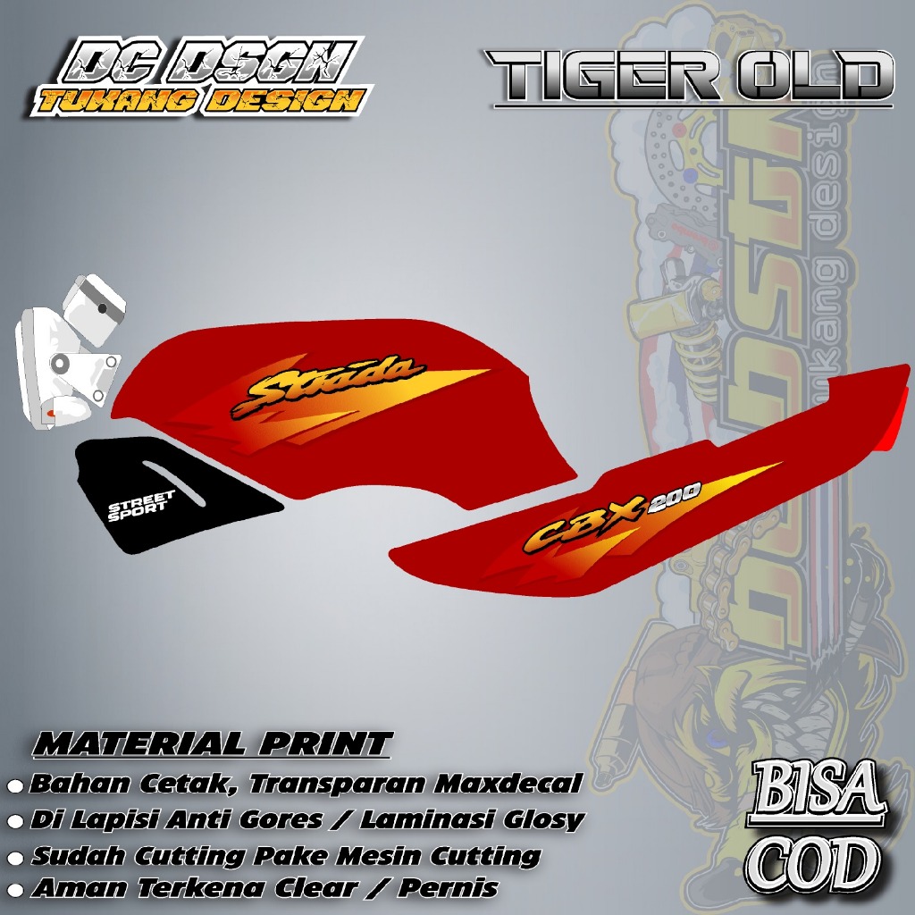 Sticker Striping Tiger lama Variasi Strada CBX200, Bisa Request