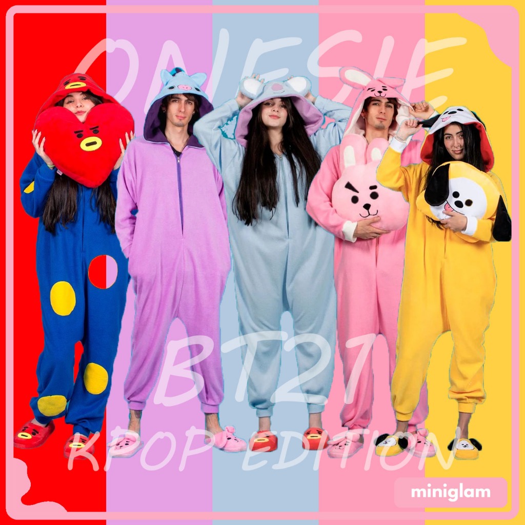 MGLAM - Kostum Piyama Cosplay Karakter Idol BT21 BTS Lucu Unik Kigurumi Unisex Dewasa【ONESIE】