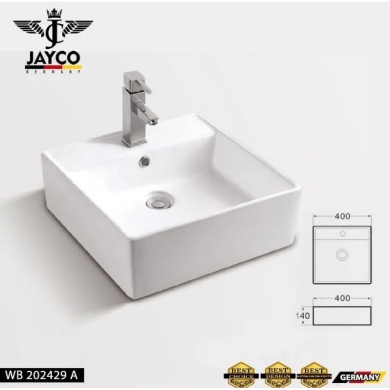 Wastafel Keramik Kotak 40 x 40 / Wastafel Meja Kotak Minimalist