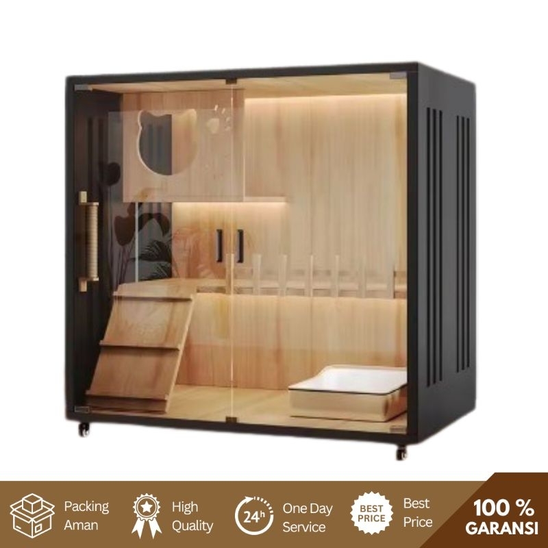 Kandang Kucing Kaca / Kandang Kucing Kayu / Cat House / Rumah Kucing / Rumah Kucing Kayu