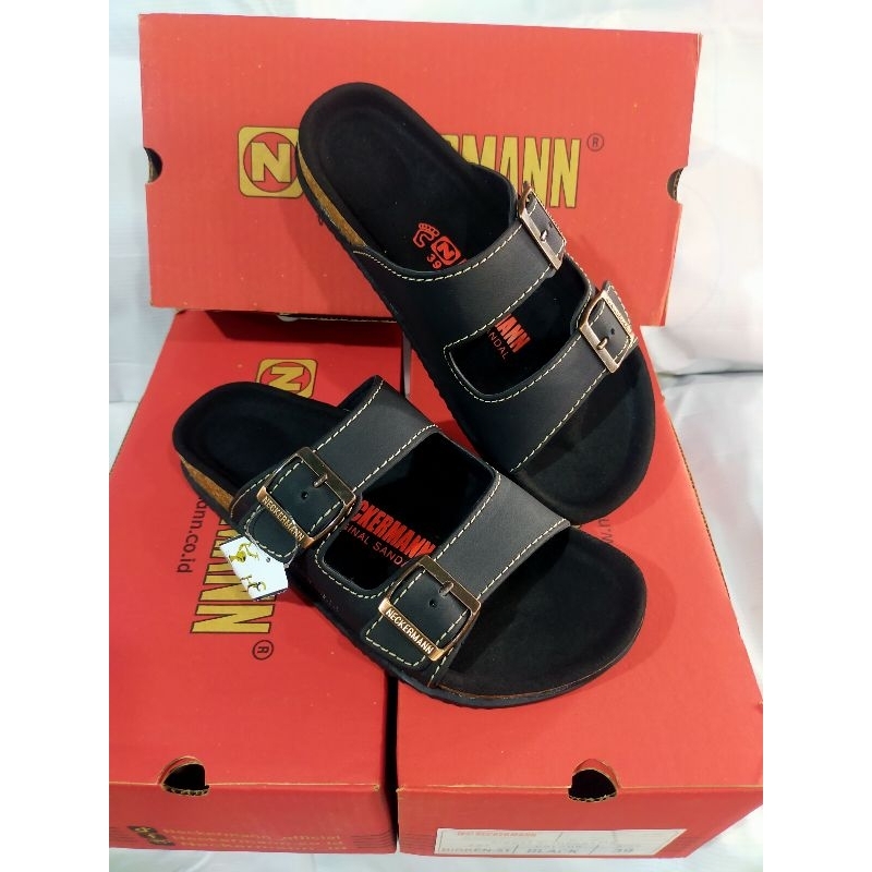 sandal pria NECKERMANN kulit Birken 51 hitam original