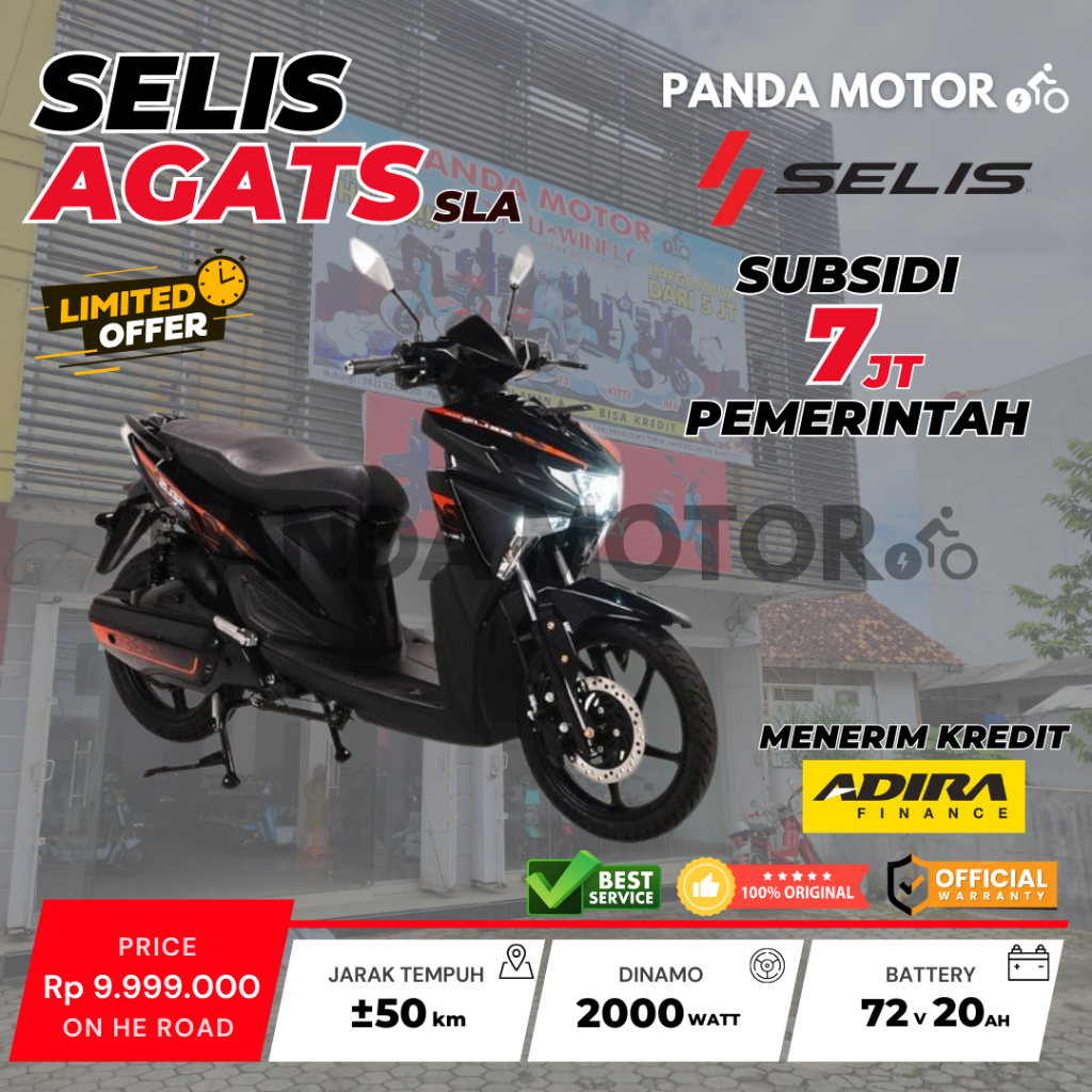 MOTOR LISTRIK AGATS SLA SUBSIDI PEMERINTAH 7 JUTA BERGARANSI LANGSUNG DARI PABRIK