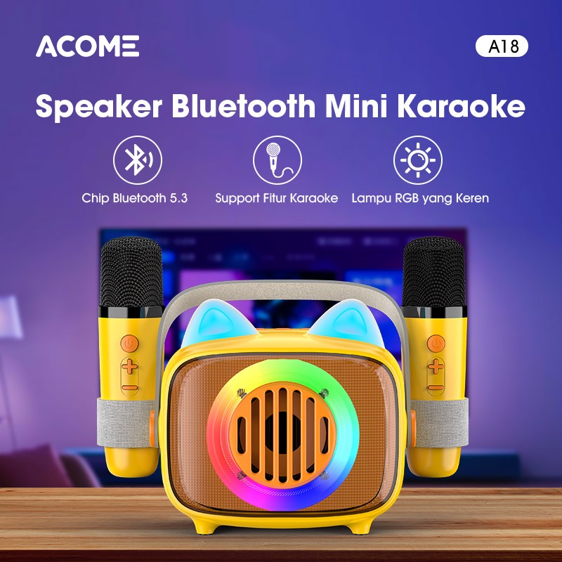 BEST DEALS ACOME A18 Speaker Karaoke Bluetooth 5.3 Dual Microphone / Speaker Wireless Mini RGB 10