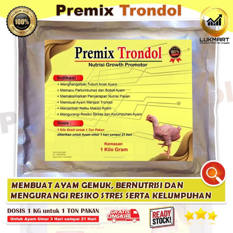Premix Trondol - Vitamin Ayam - Premix Pertumbuhan Anak Ayam - Obat Ayam Broiler - Vitamin Unggas