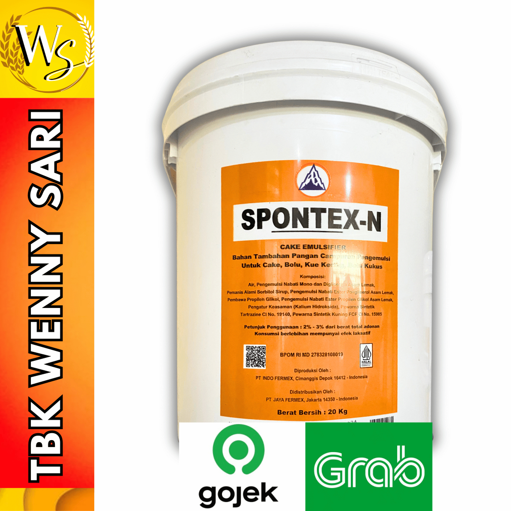 

SP CAKE EMULSIFIER SPONTEX-N REPACK 20 KG / 1 PAIL (Khusus Gosend Instant dan Grab Instant )