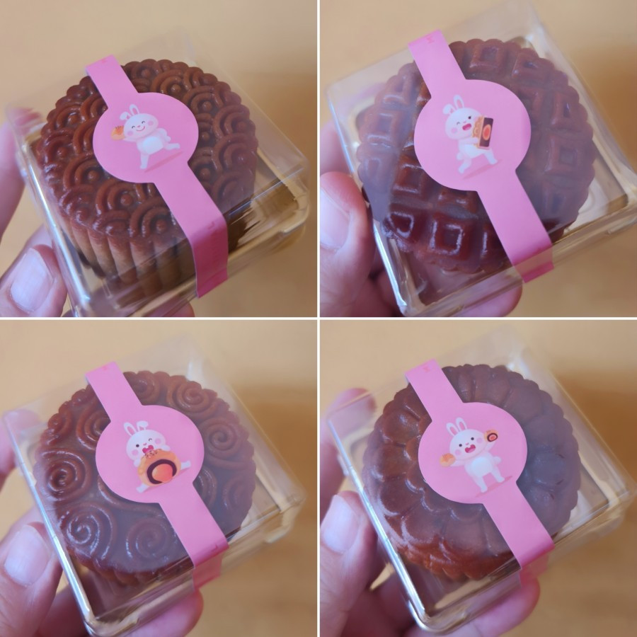 

(4pcs) Stiker Seal HIasan Box Mika Tray Kemasan Mooncake 100gr Label Dus Kue Bulan Motif Rabbit