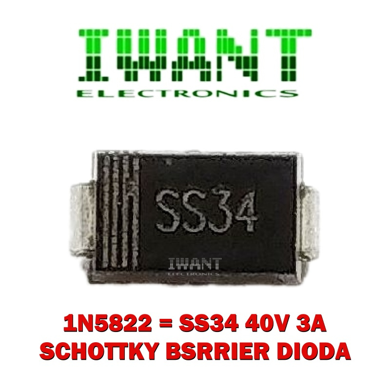 DIODA SS34 SMD SS34 1N5833 3A 40V DIODE 1N5822 SMD SCHOTTKY BARRIER DIODE