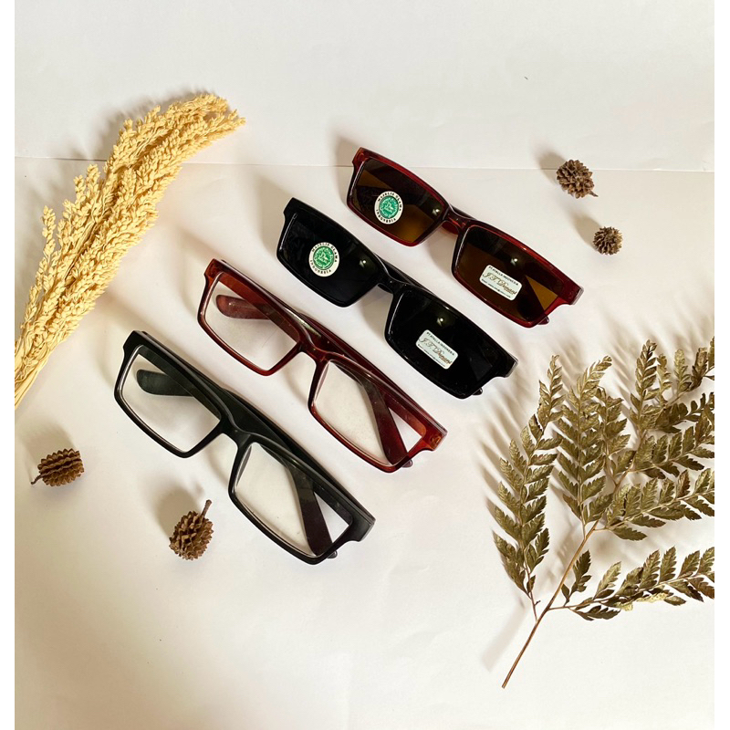 Kacamata Gaya Pria Wanita Model Kotak Kecil Persegi Panjang Gagang Tebal