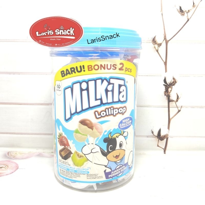 

Permen Aneka Rasa Milkita Assorted Milk Lollipop Baru isi 30 Toples Jar