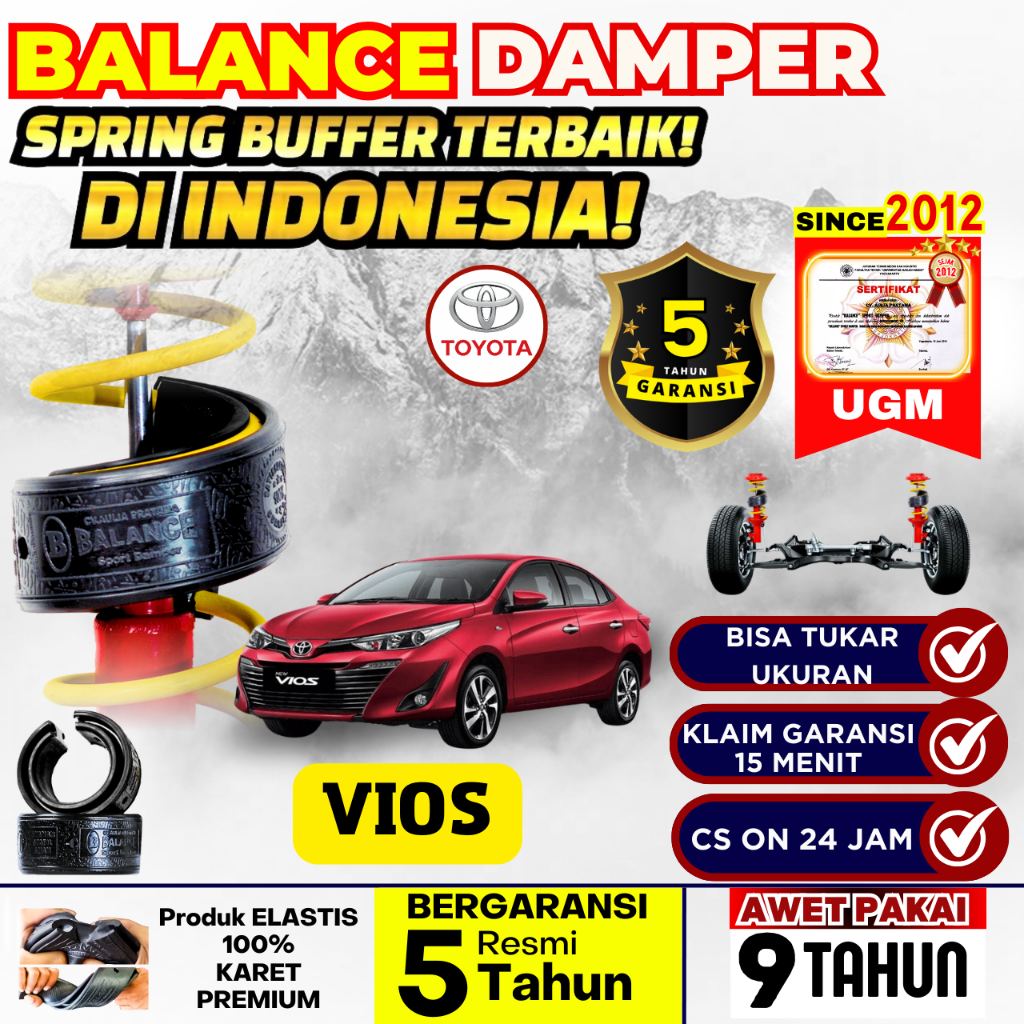 Spring Buffer BALANCE Damper Shock Mobil VIOS GARANSI 5 TAHUN - UGM Sertifikat