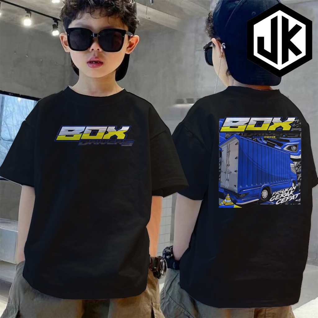 JuraganKaos Anak Motif Truk Box Driver- Kaos Anak Usia 1 Tahun Sampai 12 Tahun - Kaos Trukmania Indo